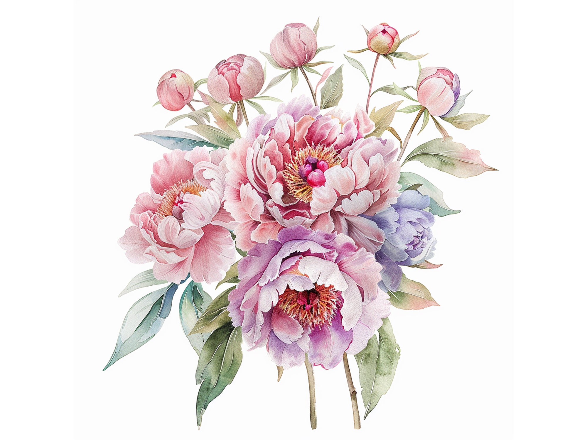 Watercolor Pink Peonies Png Clipart. Peony Flowers Clipart. Romantic ...