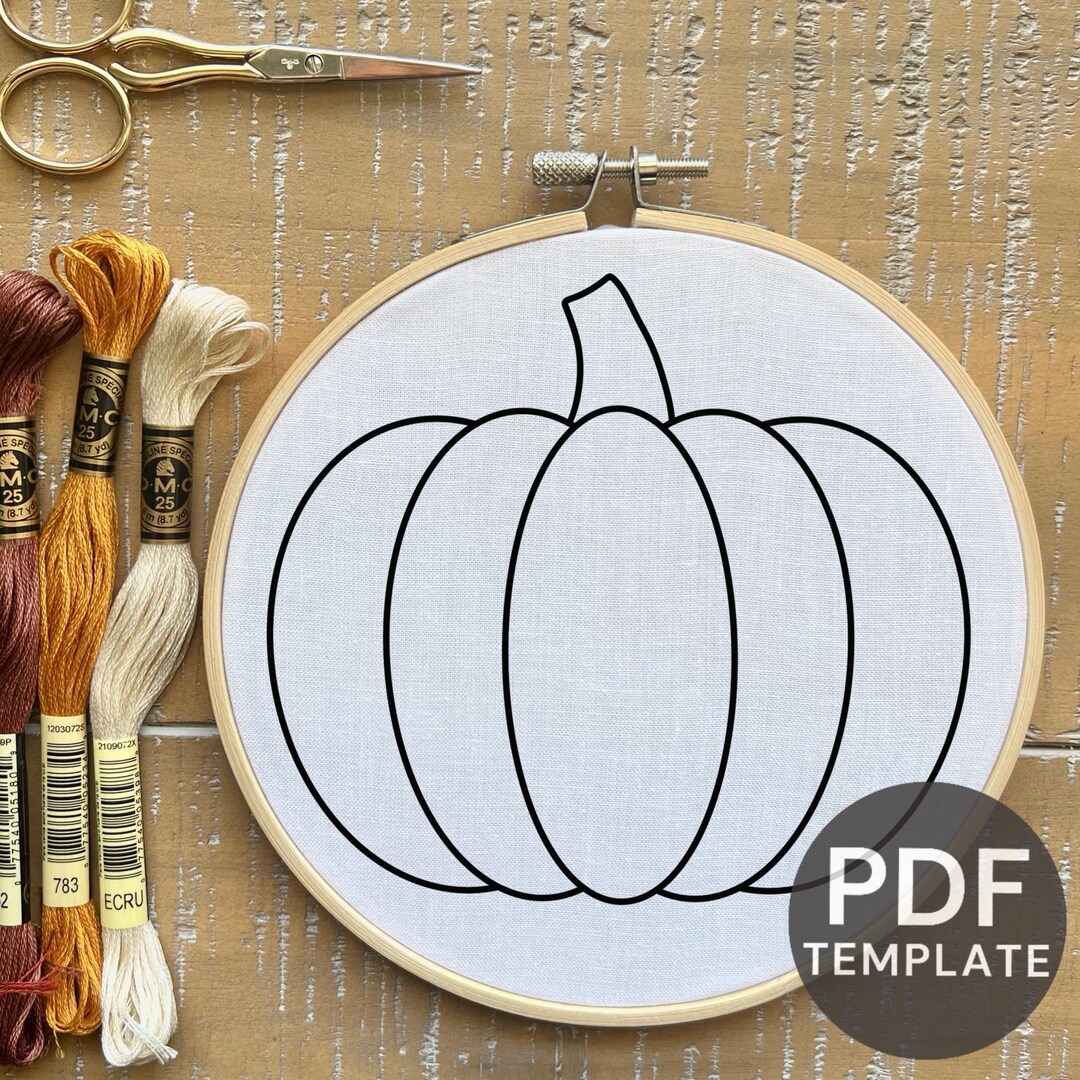 Simple Pumpkin Hand Embroidery Pattern, Downloadable PDF Template - Etsy