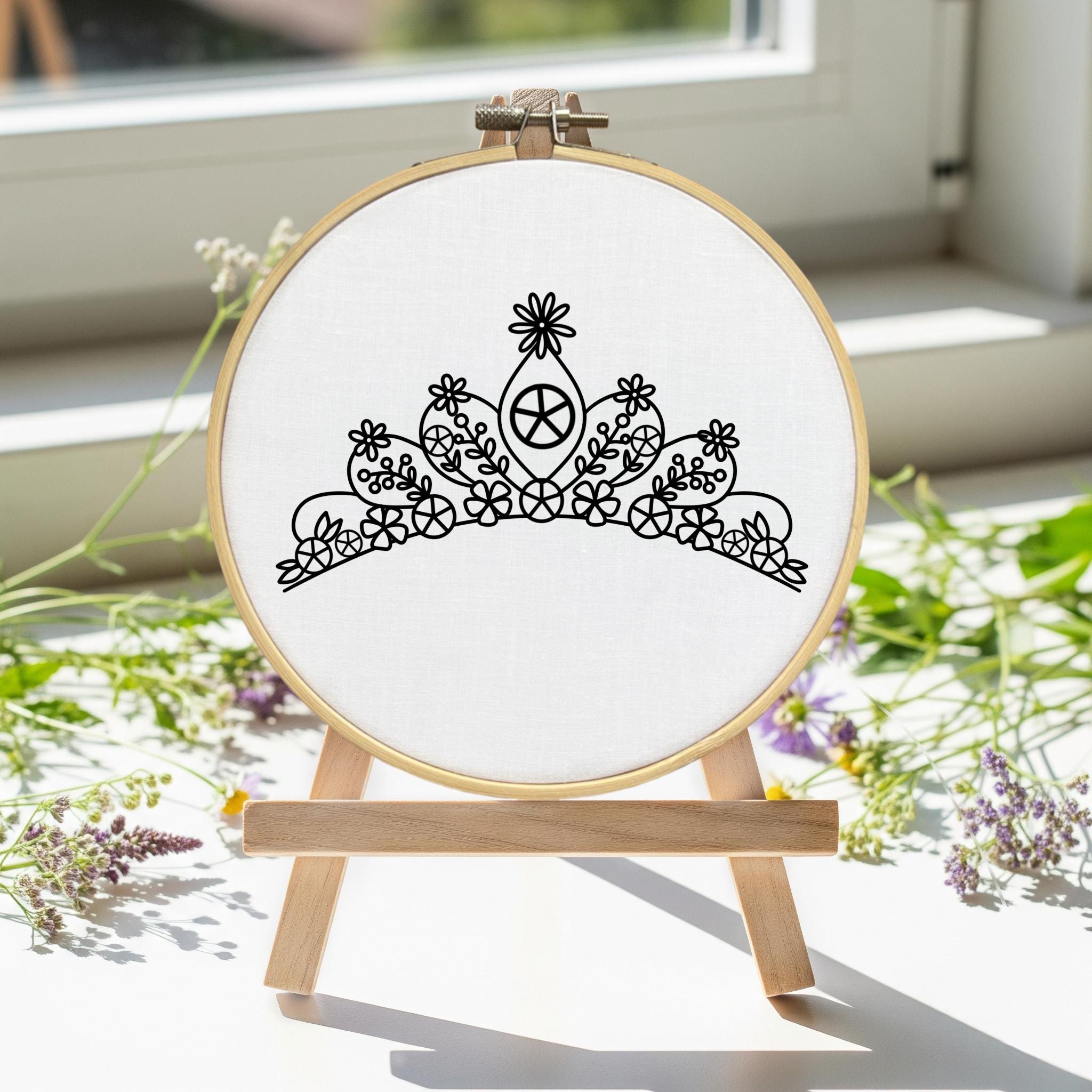 Tiara Pdf Flower Tiara Hand Embroidery Pattern, Downloadable PDF Template - Etsy