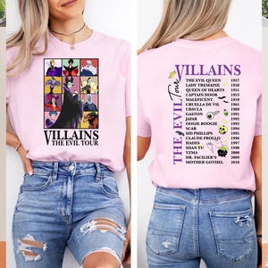 Comfort Colors Vintage Villains Evil Tour Shirt, Retro Villains Characters Concert Music Shirt, Maleficent Tee, Disneyland Girl Trip Shirt