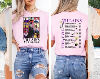 Comfort Colors Vintage Villains Evil Tour Shirt, Retro Villains Characters Concert Music Shirt, Maleficent Tee, Disneyland Girl Trip Shirt