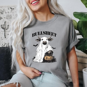 Comfort Colors Ghost Cows Shirt, Halloween Shirt, BullSheet Shirt, Ghost Shirt, Cow Lovers Halloween Gift, Cow Shirt, Halloween Spooky Shirt