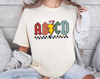 Comfort Colors Abcd Teacher  Shirt, Kindergarten Teacher Shirt, Back To School Shirt, Elementary School Shirt, Teacher Comfort Colors Shirt