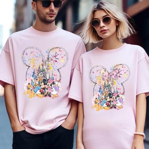 Komfort Farben Disney Aquarell Schloss Shirt, Disney Familien Shirt, Familien Urlaub T-Shirt, Mickey Minnie T-Shirt, Disney Schloss, Disney Trip Shirt