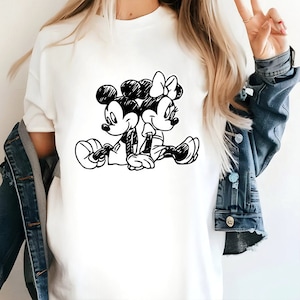 Comfort Colors Vintage Mickey And Minnie Shirt, Mickey Sketch, Minnie Sketch, Vintage Mickey Minnie, Disney Family Shirt, Disney Kids shirt