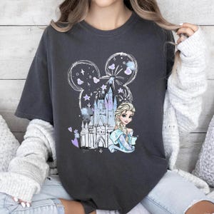 Comfort Colors Disney Castle Frozen Elsa Princess Portrait Mickey Ears Shirt, Frozen Shirt, Disney Parks Shirt, Disneyland Family Trip Shirt