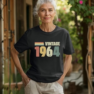 Komfortfarben 60. Geburtstagsgeschenke Shirt, Vintage 1964 T-Shirt Retro-Stil Farben und Design Geburtstag Shirt, Retro Geburtstagsfeier Shirts