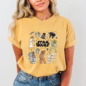 Comfort Colors Retro Star Wars Characters Group Shirt, Disney Shot Constellation Doodle T-shirt, Galaxy'S Edge Tee, Star Wars Shirt