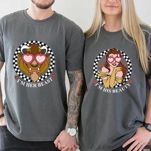 Comfort Colors His Beauty And Her Beast Valentine Shirts, Disney Couple Shirts, Princess Belle And Beast Shirt, Disney Valentines Day Shirts