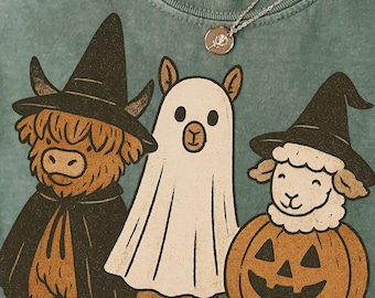 Boo Ghost Highland Cow Alpaca Png, Sheep Png, Halloween Shirt, Autumn Png, Halloween Sublimation Design, Pumpkin Cow Shirt Png, Fall Png