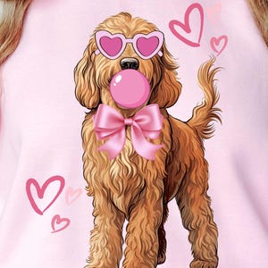 Goldendoodle Coquette PNG Doodle Mom Shirt Design Pink Bow Graphic Trending Png Labradoodle Dog Lover Birthday Gift Preppy Dog Mama Dowload