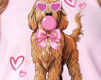 Goldendoodle Coquette PNG Doodle Mom Shirt Design Pink Bow Graphic Trending Png Labradoodle Dog Lover Birthday Gift Preppy Dog Mama Dowload