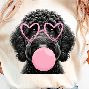 Black Poodle Dog PNG, Bubble Gum Sublimation Design (Digital Download)