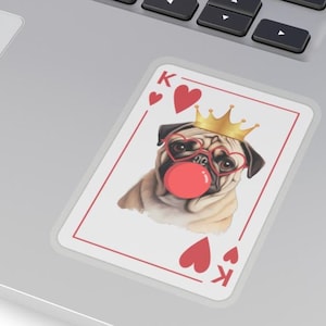 Pug Sticker Png, Dog Png, Dog Mom Png, Valentine Gift For Dog Mom, Dog Blowing Bubble Gum, Pug T-shirt, Pug Owner Shirt, King of Hearts Png