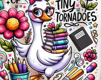 Kokette Alberne Gans Lehrer Png, Adrette Blumen Lehrer Sublimation Tshirt Design, Zurück in der Schule Png, Retro Girly Lehrer Sweatshirt Geschenk