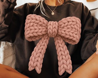Coquette Bow Latch Hook Christmas PNG, Cozy Holiday Gift Idea, Cute Faux Yarn Crochet Sublimation Design, Girly Bow Aesthetic Digital File