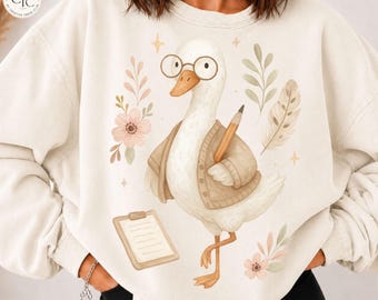Teacher Goose PNG Graphic Design (Digital Download) – Back To School Shirt Clipart