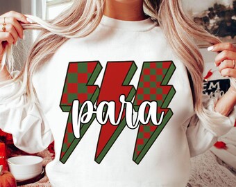 Para Lighting Bolts PNG Retro Digital Download DTF Sublimation Shirt Graphic Paraprofessional Winter Shirt Design Christmas Sweatshirt Png