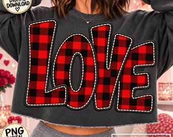 LOVE PNG Valentine Design Buffalo Plaid Sublimation Vintage Vday DTF Trendy Distressed Ready To Print Girly Shirt Popular Now Png