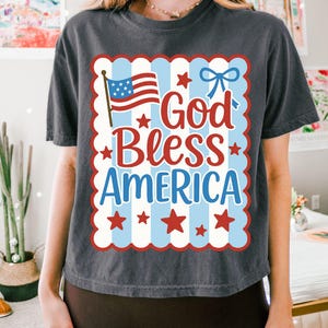 Preppy God Bless America Png, 4th Of July Png, Red White Blue Png, Trendy Patriotic Design, Girly American Png, USA Png, Coquette Png