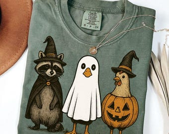 Boo Ghost Goose Raccoon Png, Halloween Goose PNG, Halloween Shirt, Autumn Png, Halloween Sublimation Design, Pumpkin Chicken Png, Animal Png