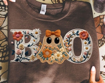 Preppy Ghost Boo PNG, Floral Spooky Coquette PNG, Boho Ghost PNG, Halloween Png, Fall Png, Trendy Png, Trendy Halloween Png, Pumpkin Png