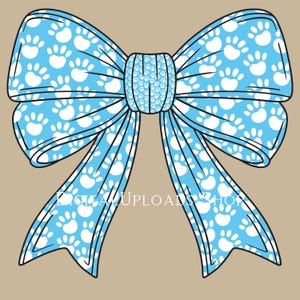 Paw Print Blue Bow PNG Cat Tiger Bear Panther Leopard Coquette Bow Digital Sublimation Design | Animal Lover Gift| Dog Mom Pet Paw Upload