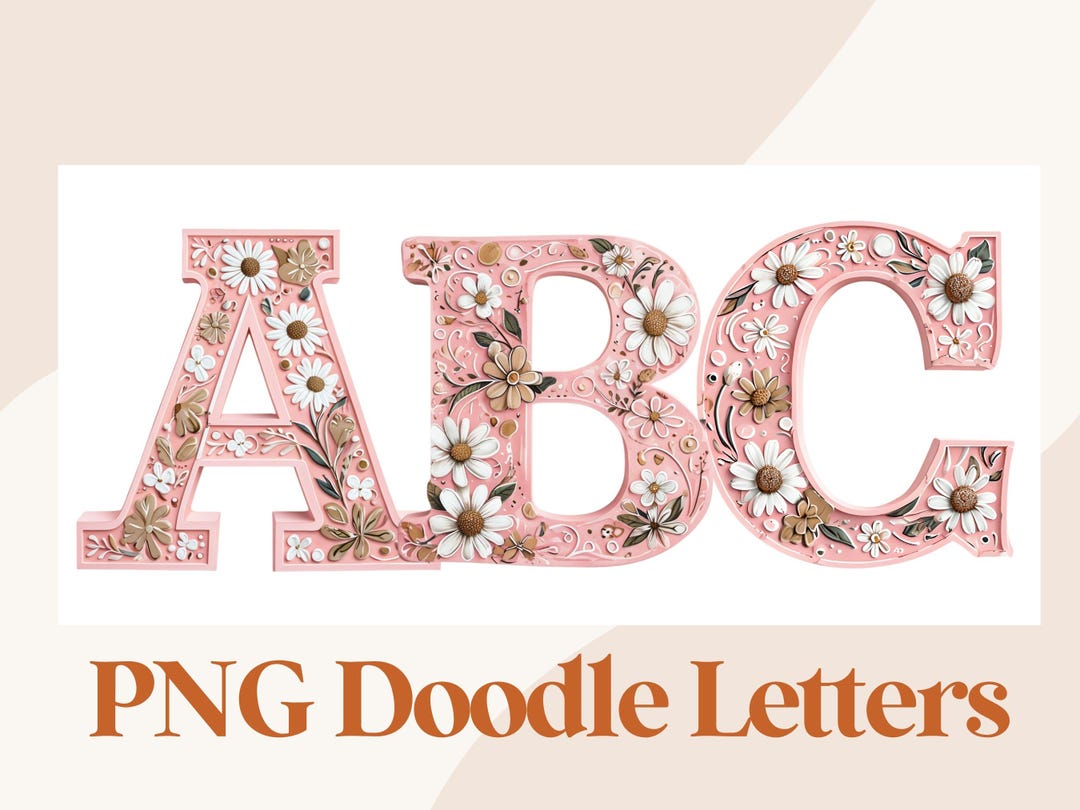 Preppy Floral Alphabet Png Bundle, Upper Case Letters, Grand Millennial ...