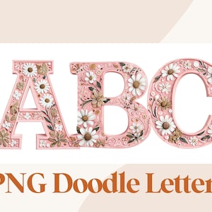 Flower Alphabet Png, Pink Floral Alpha PNG, Grand Millennial Alphabet Clipart, Preppy Alphabet Design PNG Clipart, Girly Cute Letter Prints
