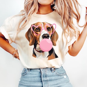 Beagle Dog Png, Beagle Valentine Png, Valentines Day Gift For Dog Mom, Dog Blowing Bubble Gum, Beagle Sublimation Dtf