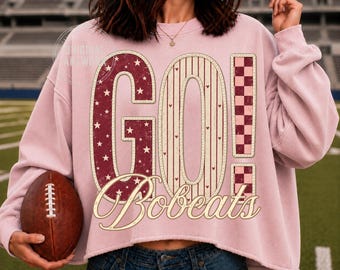 Bobcats Football PNG Go Cougars Spieltag Schulgeist Sweatshirt Football Mama Maskottchen Sublimation Faux Design Shirt Grafik Digitaler Download