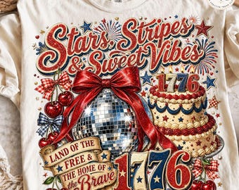 America 250th Birthday Png 4th of July Trending PNG Design Girly Patriotic Retro USA Independence Day Disco Ball Coquette Download