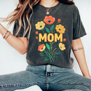 Mãe moderna bordada PNG, Dia das Mães PNG, Clipart de mãe, Mãe floral retrô de primavera PNG, Bordado falso feminino PNG, Presente de flores para mãe elegante