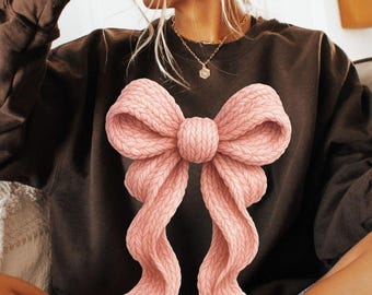 Trendy Pink Yarn Crochet Coquette Bow Png, Christmas Latch Hook Faux Yarn Crochet Png, Preppy Pink Girly Fall Png, Cute Pink Bow Sublimation