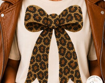Cheetah Coquette Bow Png Faux Graphic Leopard Yarn Crochet Download, Mama Sublimation Design, Trending Png, Trendy Girly Minimalist Women