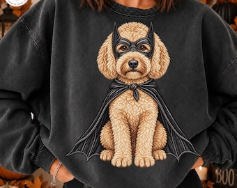Goldendoodle Halloween PNG, Fledermauskostüm-Hunde-Sublimationsdesign, Lustiger Hundemama-Digital-Download