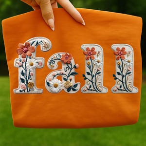 Fall PNG, Preppy Fall PNG, Autumn Png, Trendy Png, Faux Embroidery Flower Png, Pumpkin Season Png, Cute Fall Sweatshirt Design, Boho Png