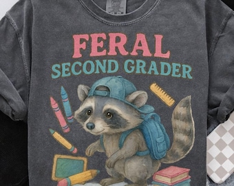 Funny Racoon Second Grader Png, Kids Back To School Shirt Design, First Day Of School Digital Print, Second Grade School Outfit for Boy Girl