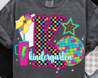 Preppy Kindergarten Png, Back to School PNG | Trendy Teacher Shirt Design | Elementary School Sublimation Clipart, Kindergarten Pencil Png