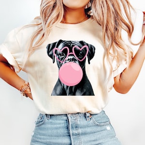 Black Boxer Dog Png Valentine Gift For Dog Mom, Dog Blowing Bubble Gum, Boxer T-shirt, Boxer Owner Sublimation, Boxer Mama Watercolor Design