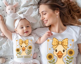 Mama Goose Sunflower Png Bundle, Nana Shirt, Mimi Sweatshirt, Gigi Christmas Gift, Baby Matching Set, Instant Download Files For Sublimation