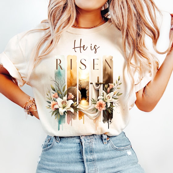 He Is Risen PNG Tshirt Sublimation, Brushstroke Easter Png Print, Jesus Easter, Christian Shirt Easter Bible Verse Matthew 28:6 Happy Easter