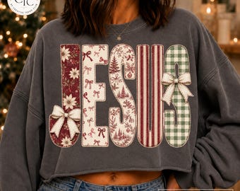 Jesus-Weihnachts-Karo-Punkte-PNG, Heiliger Himmel, Weihnachts-Design für christliche Jugendkirchen, Feiertags-Sublimation, Trendige Glaubensstreifen-Grafik