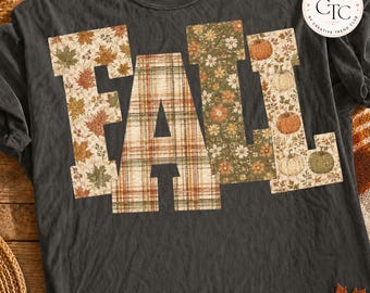 Flannel Fall Letters Word PNG Cozy Season Sweater Weather Design Mom Fall Png, Trending Fall Shirt Autumn Graphic Pumpkin Finger Print Vibes