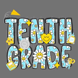 Digital Png File Back To School Preschool to Grade 12 Floral Trendy Bundle Printable Dtf Sublimation Design INSTANT DOWNLOAD, 18 Cliparts