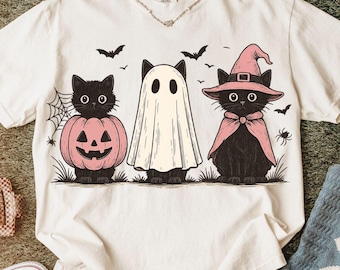 Boo Ghost Black Cat Png, Halloween Cat PNG, Halloween Shirt, Autumn Png, Halloween Sublimation Design, Cat Mom Shirt, Cat Lover, Fall Png