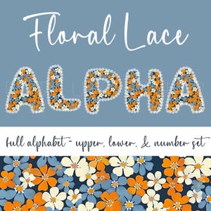 Trendy Lace Alpha PNG Digital Download, Floral Lace Alphabet Numbers, Preppy Alpha, Hand Drawn Lettering, Grand Millennial Alphabet Clipart