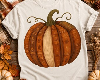 Book Pumpkin PNG, Retro Autumn Reading Design (Digital Download)