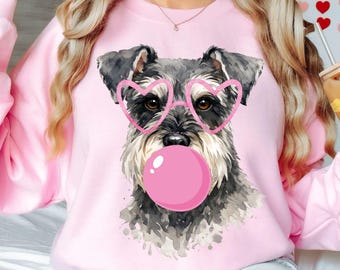Schnauzer Dog Valentine Png, Dog Mom Design, Valentine Dog Shirt, Pet Birthday Clipart, Schnauzer Art Print Gifts, Dog Watercolor Art Gift