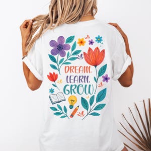 Boho Floral Teacher Clipart PNG, Sublimation Design, School Png, Retro Teacher Motivational School T-shirt Gift, Dream Big Inspirational Png